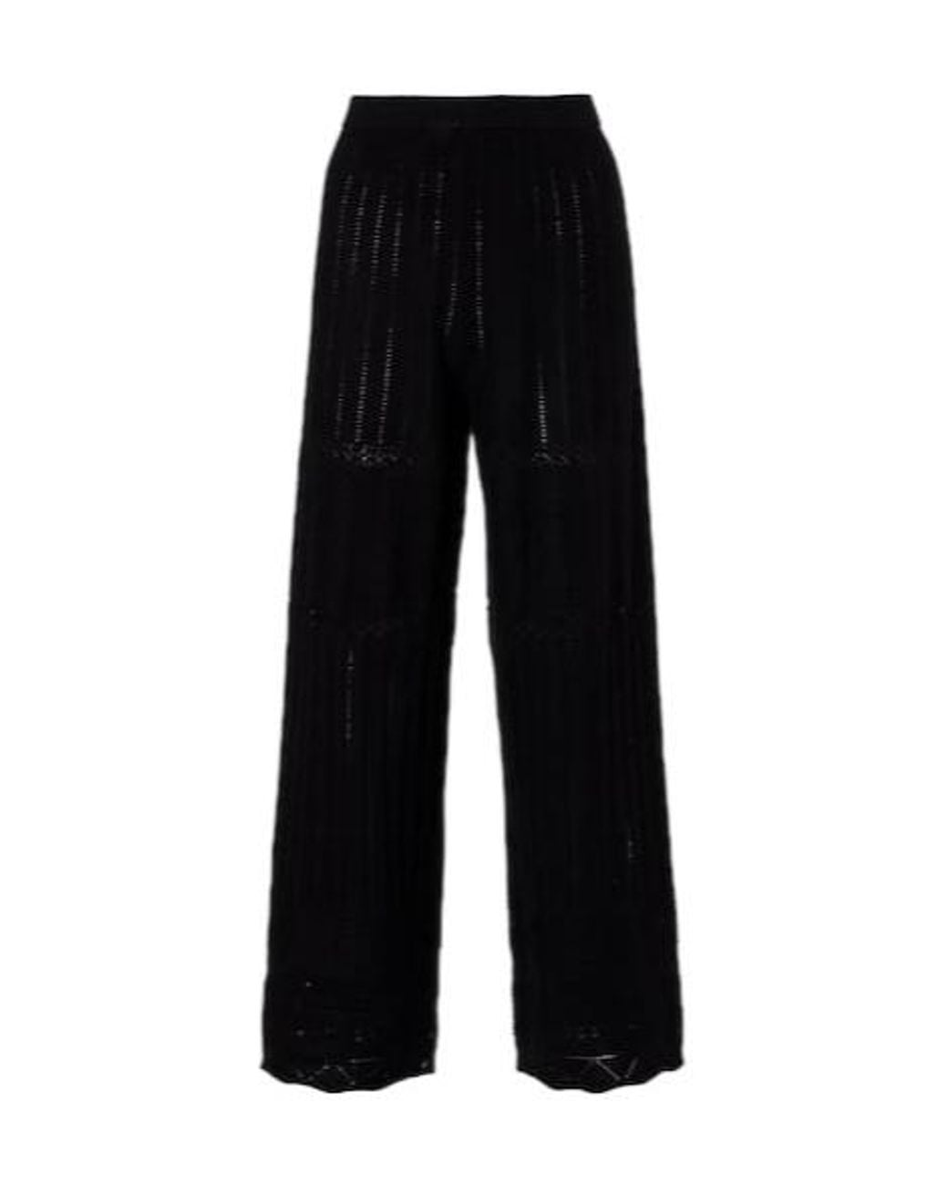 Eres Black Pointelle Wool And Cashmere Wide-Leg Pants