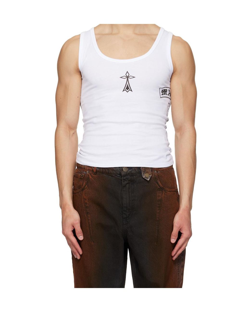 Egonlab White Breizh Crew Neck Vest for men