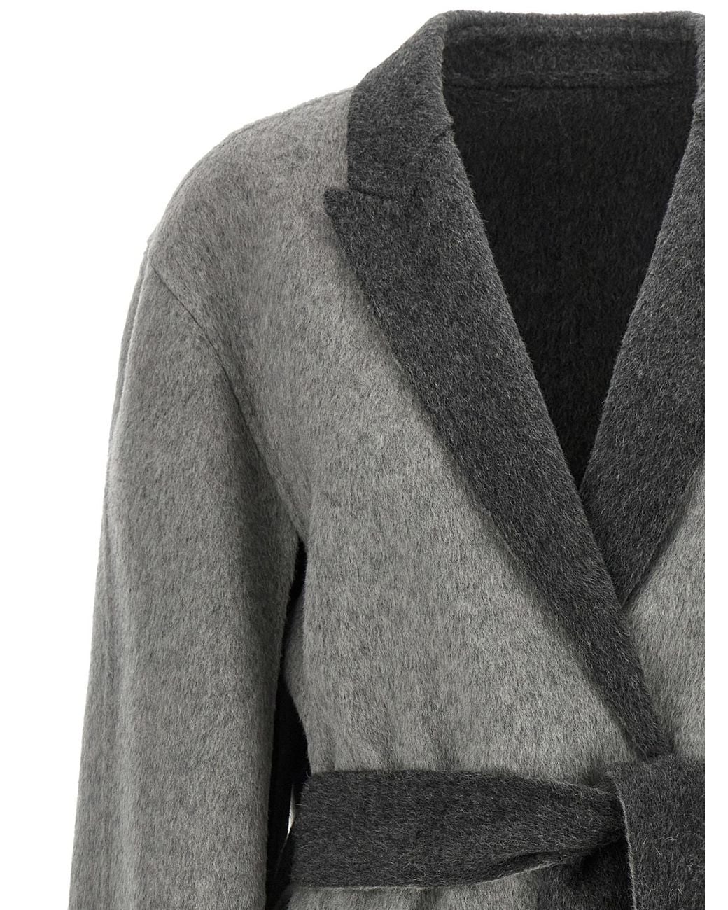 Alberta Ferretti Gray Belted Cape Cardigan
