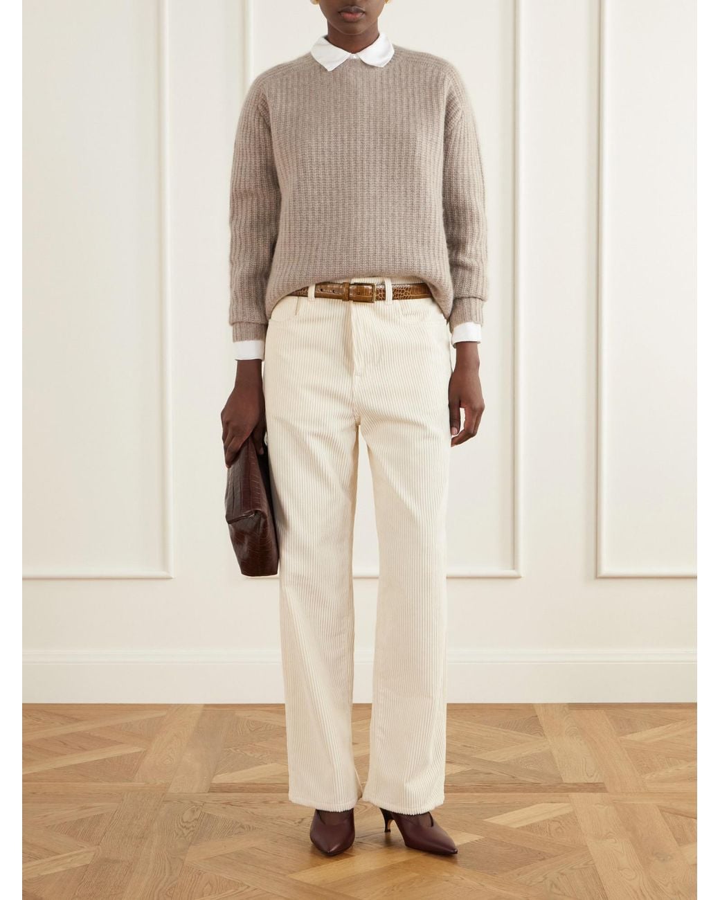 arch4 Natural Ribbed Cashmere Sweater