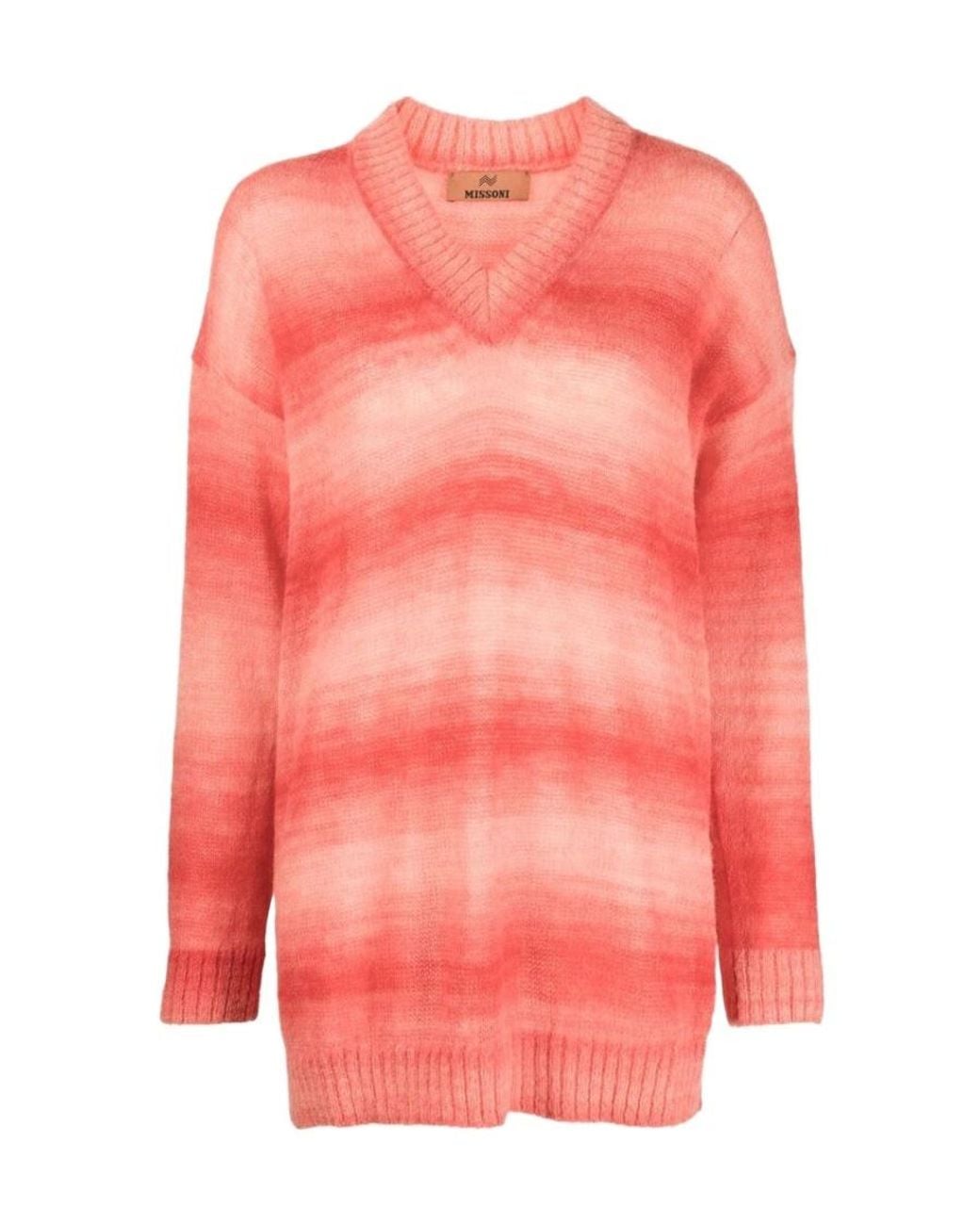 Missoni Pink Striped V-Neck Knitted Jumper