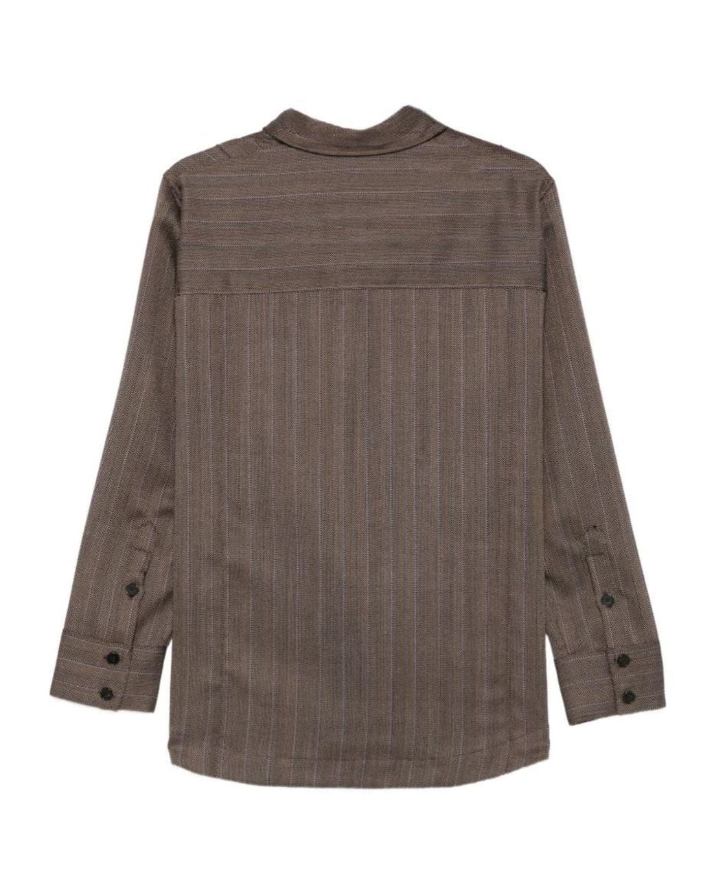 Soeur Brown Herringbone Pinstripe Shirt