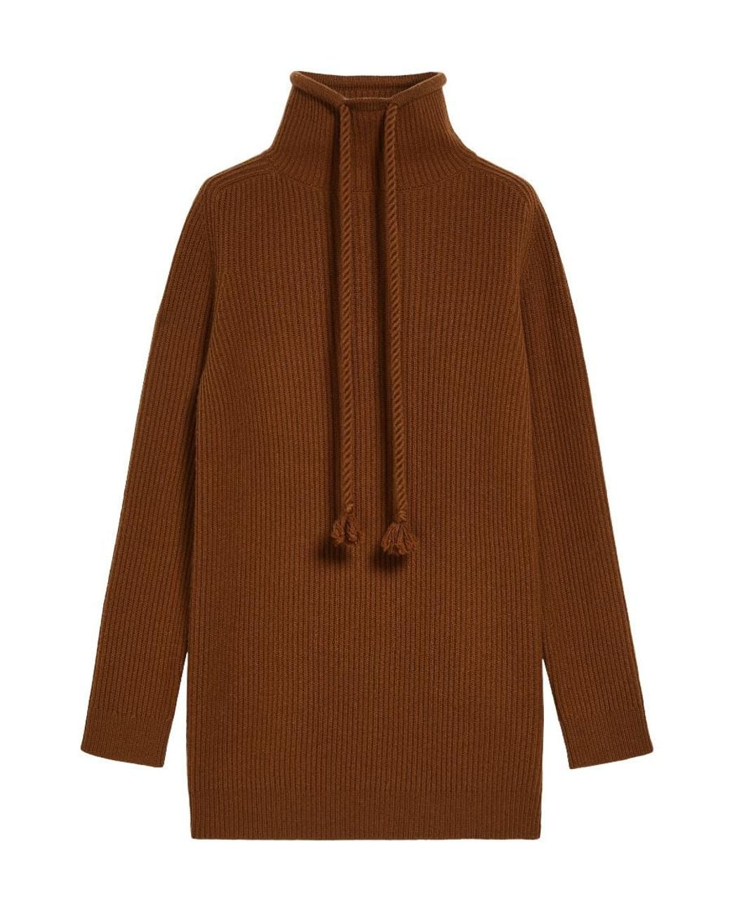 Max Mara Brown High-Necked Long-Sleeved Sweater