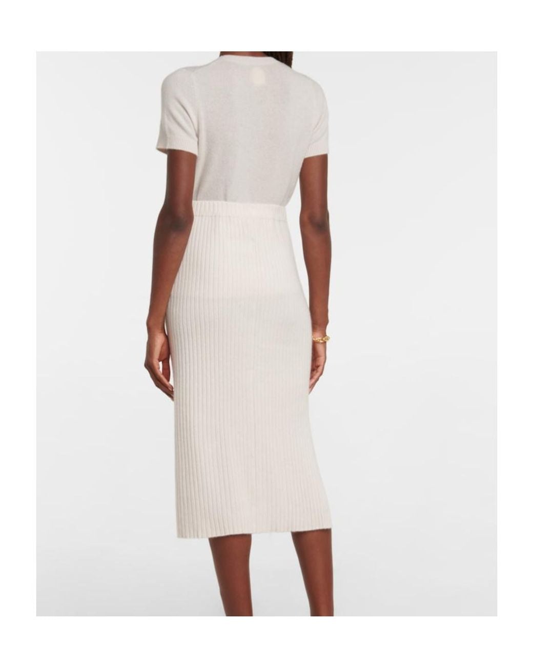 Jardin Des Orangers White Ribbed-Knit Cashmere Skirt
