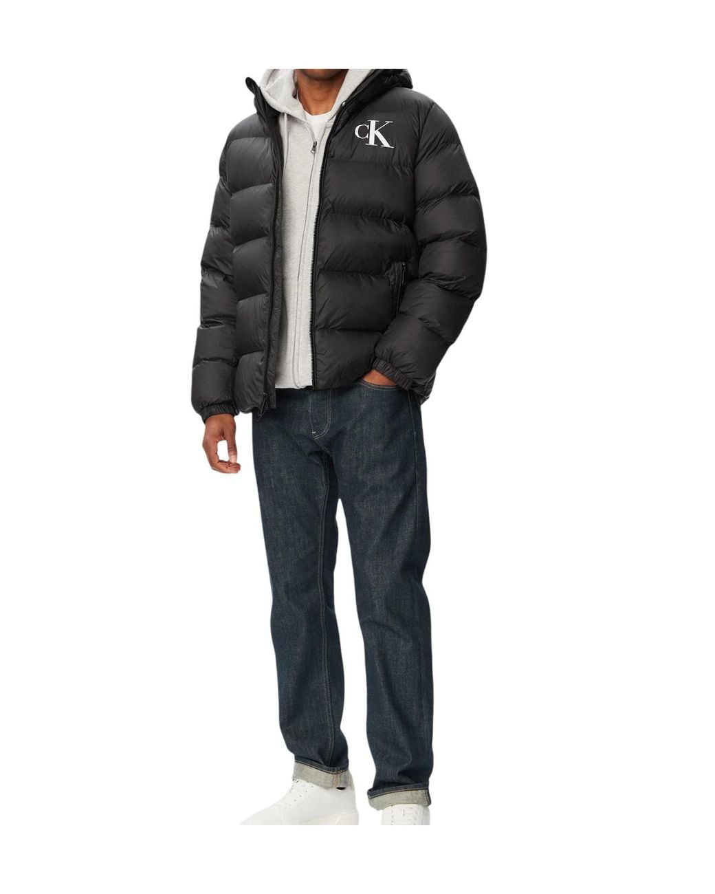Calvin Klein Black Logo-Print Puffer Jacket for men