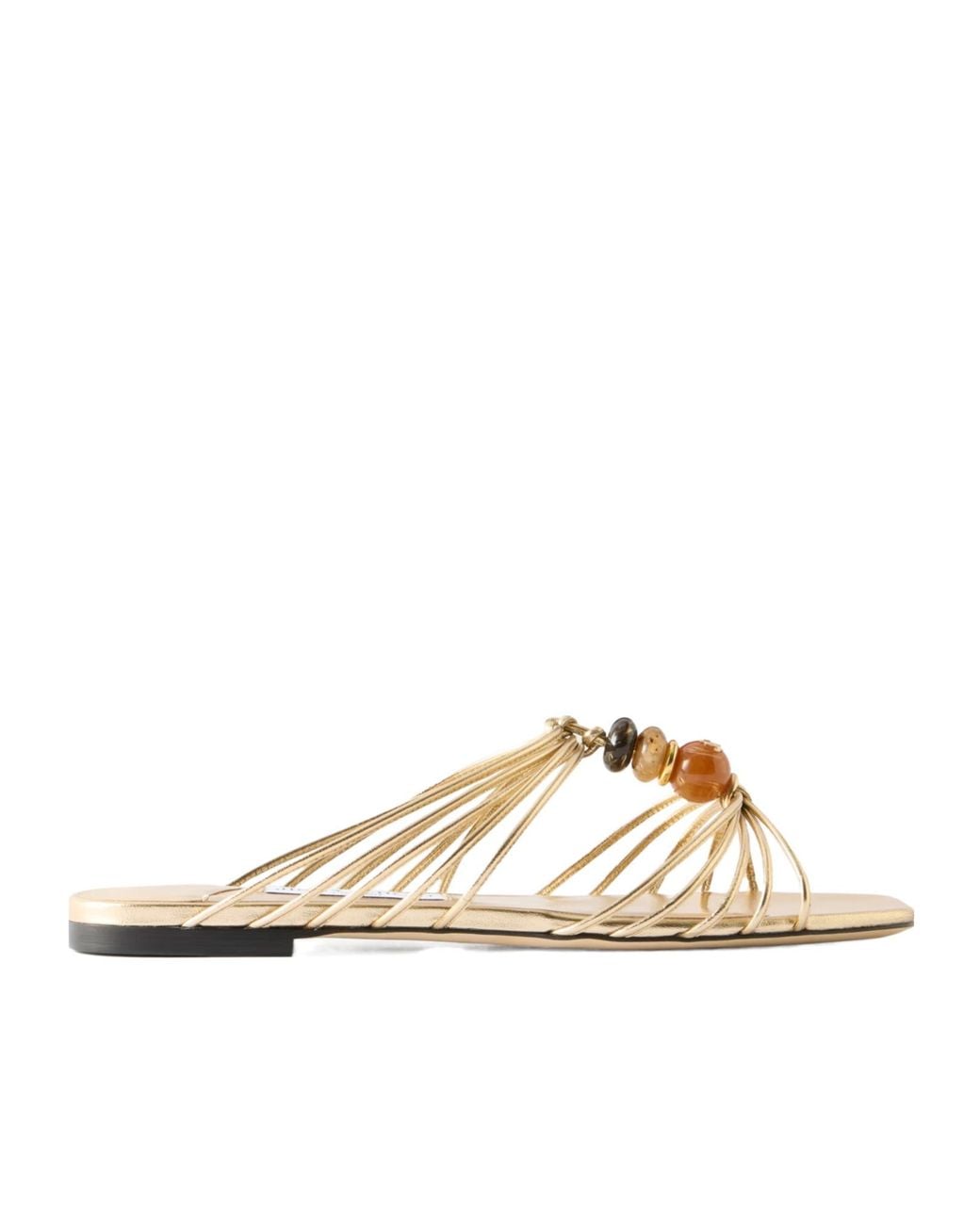 Jimmy Choo Metallic Thin-Strap Flat Shoes