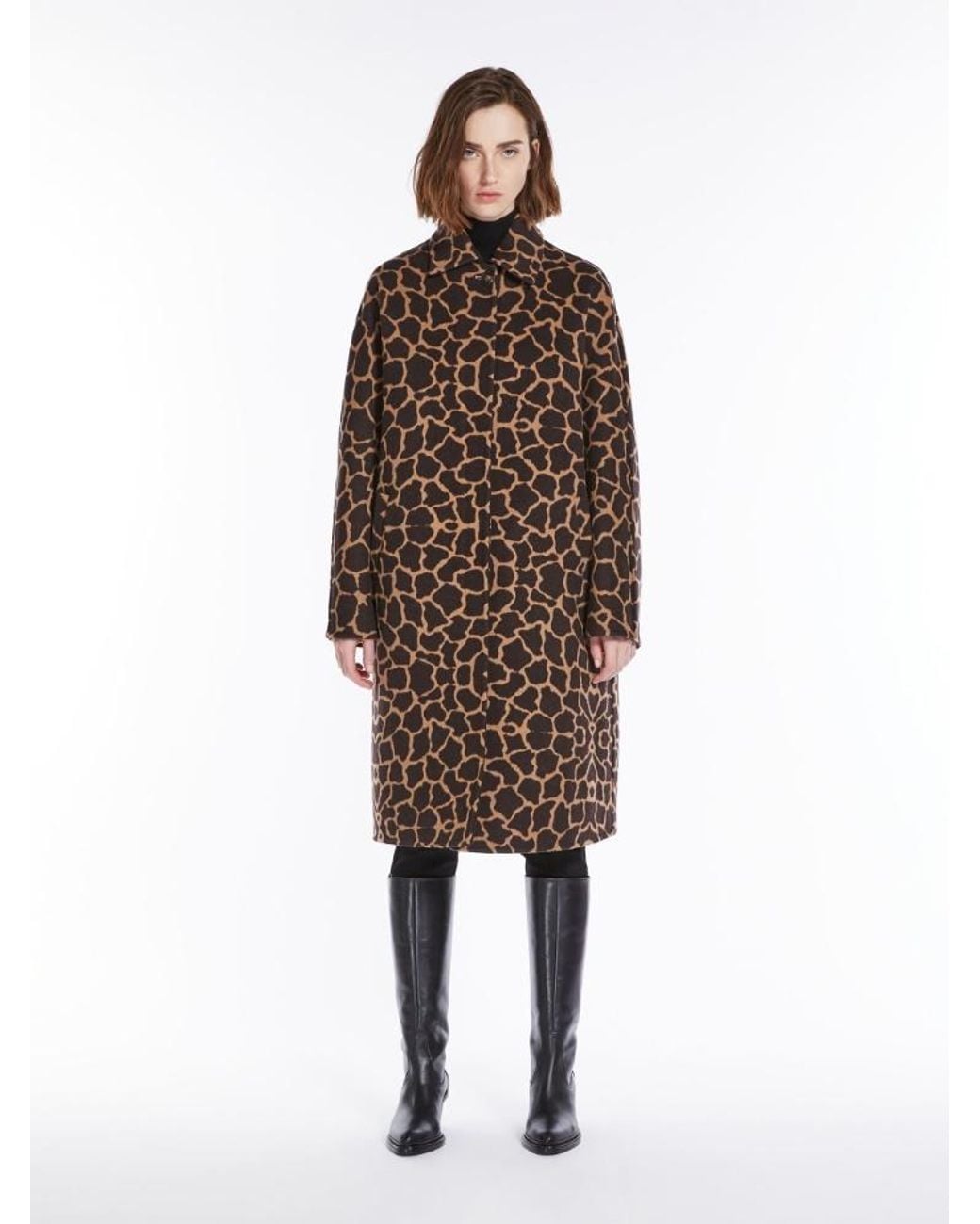 Max Mara Brown All-Over Patterned Long-Sleeved Coat