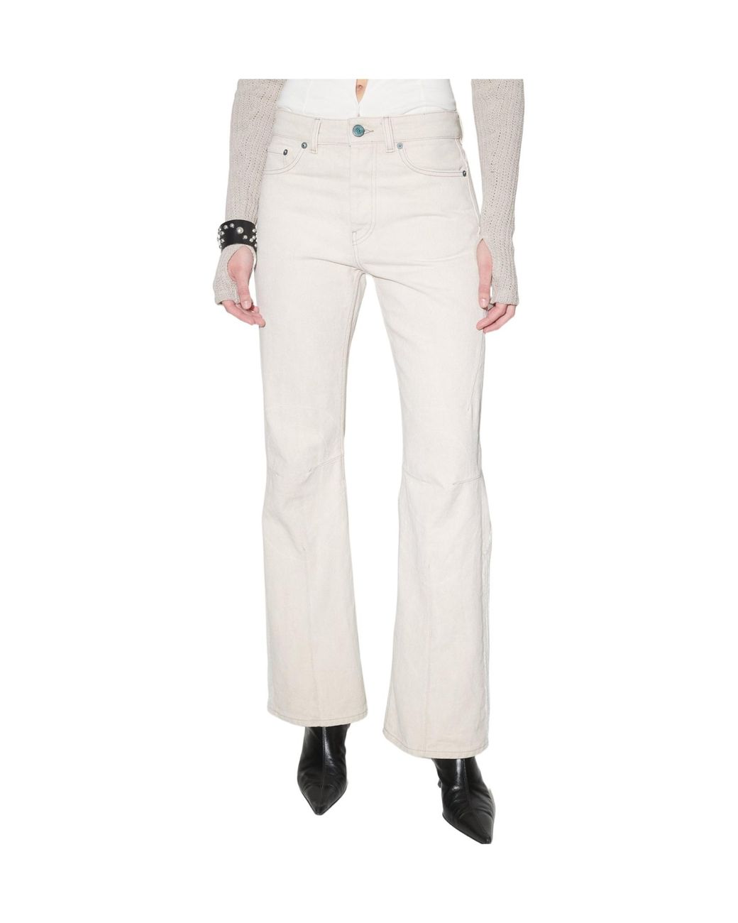 Our Legacy White Moto-Cut Flared Jeans
