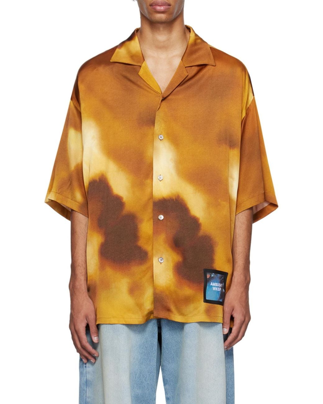 Ambush Orange Short-Sleeved Buttoned Shirt for men