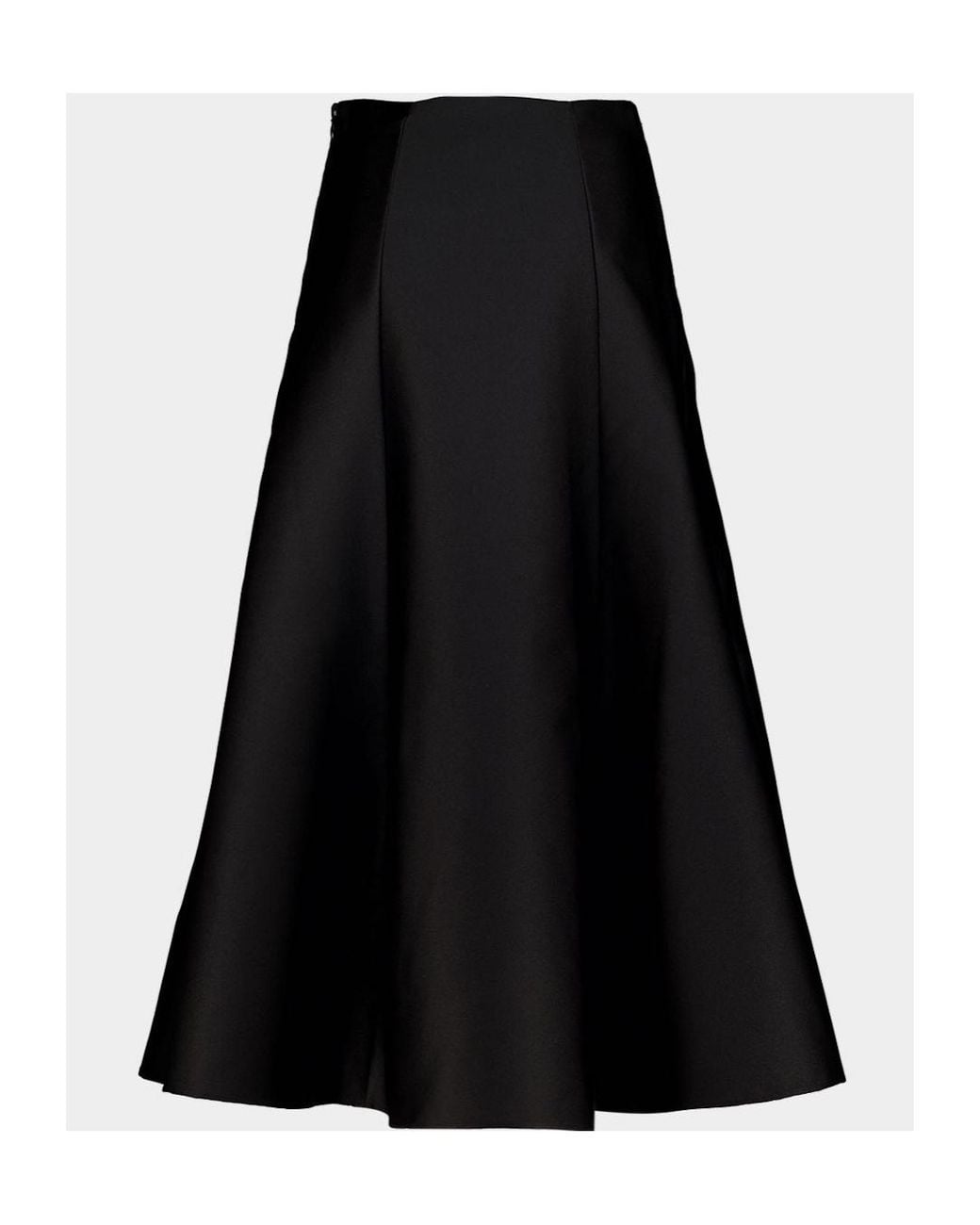 Roland Mouret Black Full Taffeta Midi Skirt