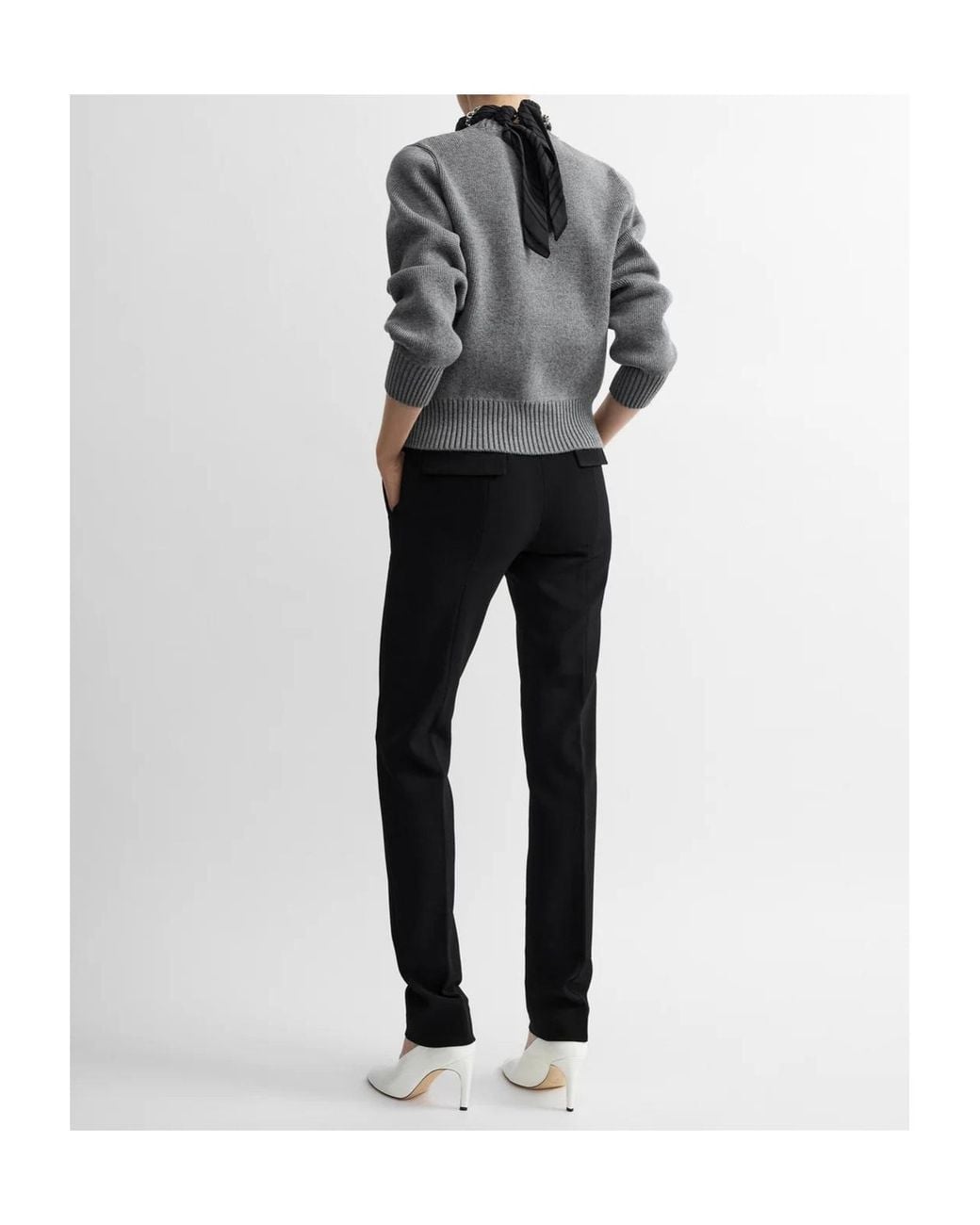 Totême Gray Cropped Knit Sweater
