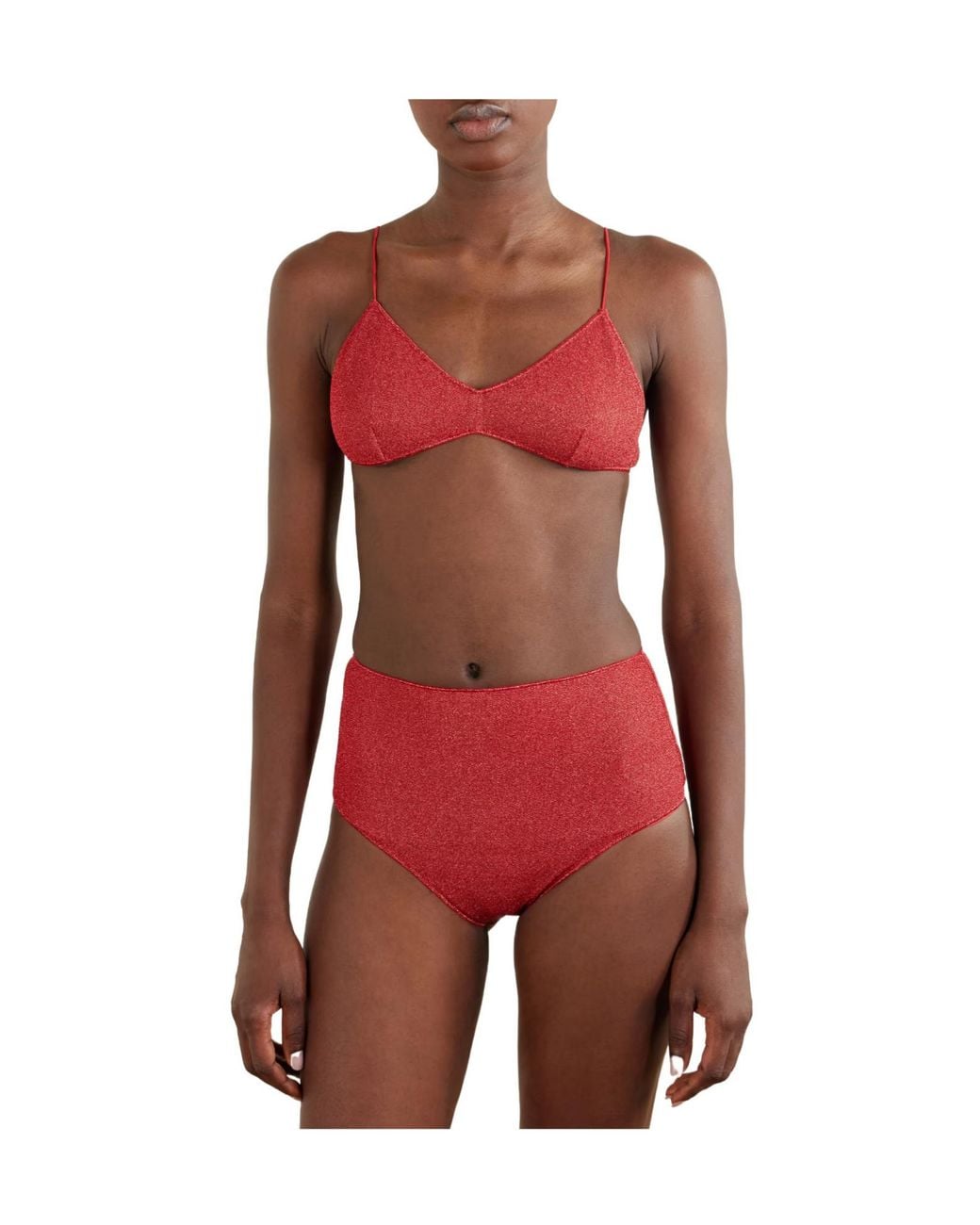Oseree Red Lumière Metallic Lurex Bikini