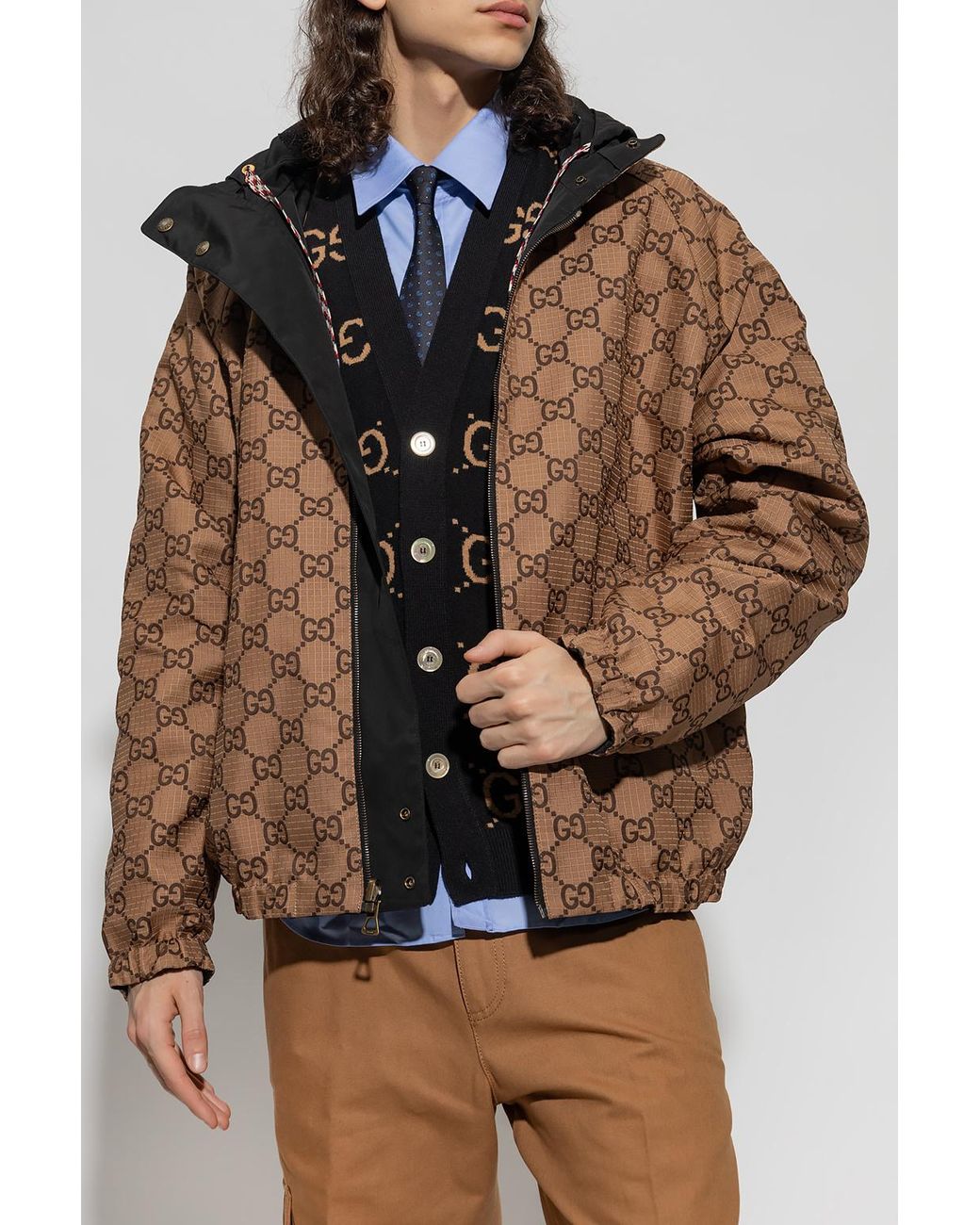 Gucci Black Reversible Gg Canvas Jacket for men