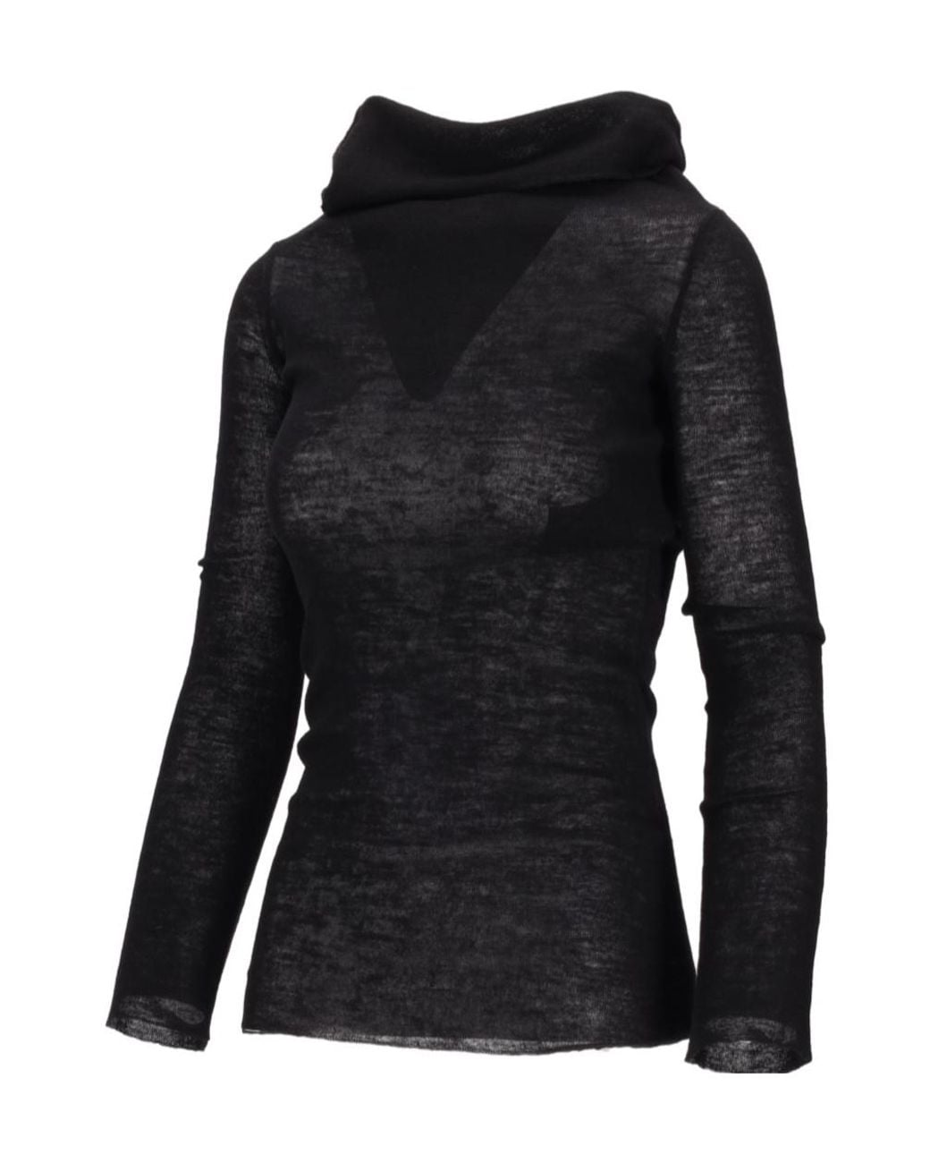 Ann Demeulemeester Black Drop-Shoulder Long-Sleeve Top
