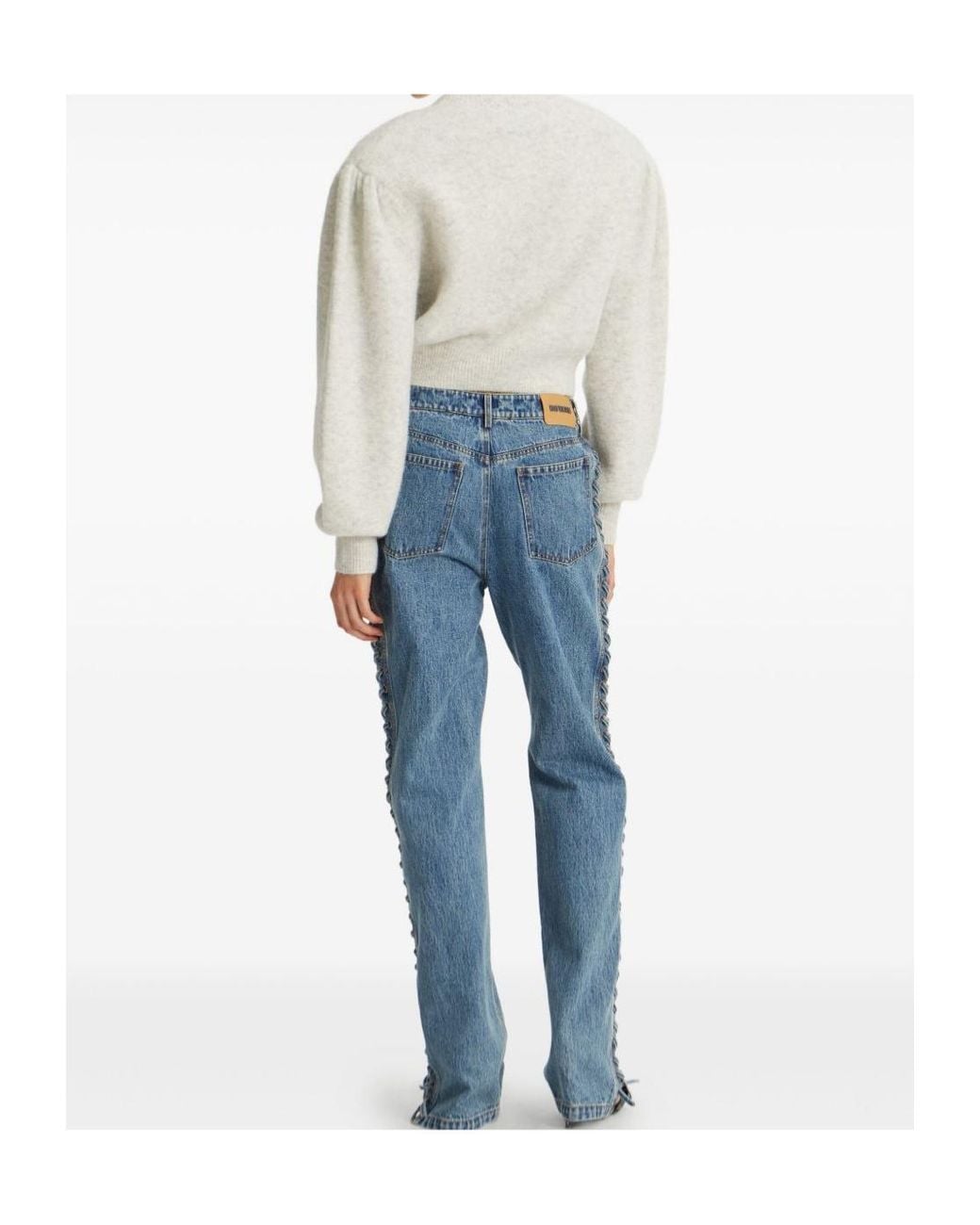 ROTATE BIRGER CHRISTENSEN Gray Puff-Sleeve Rose-Embellished Cardigan
