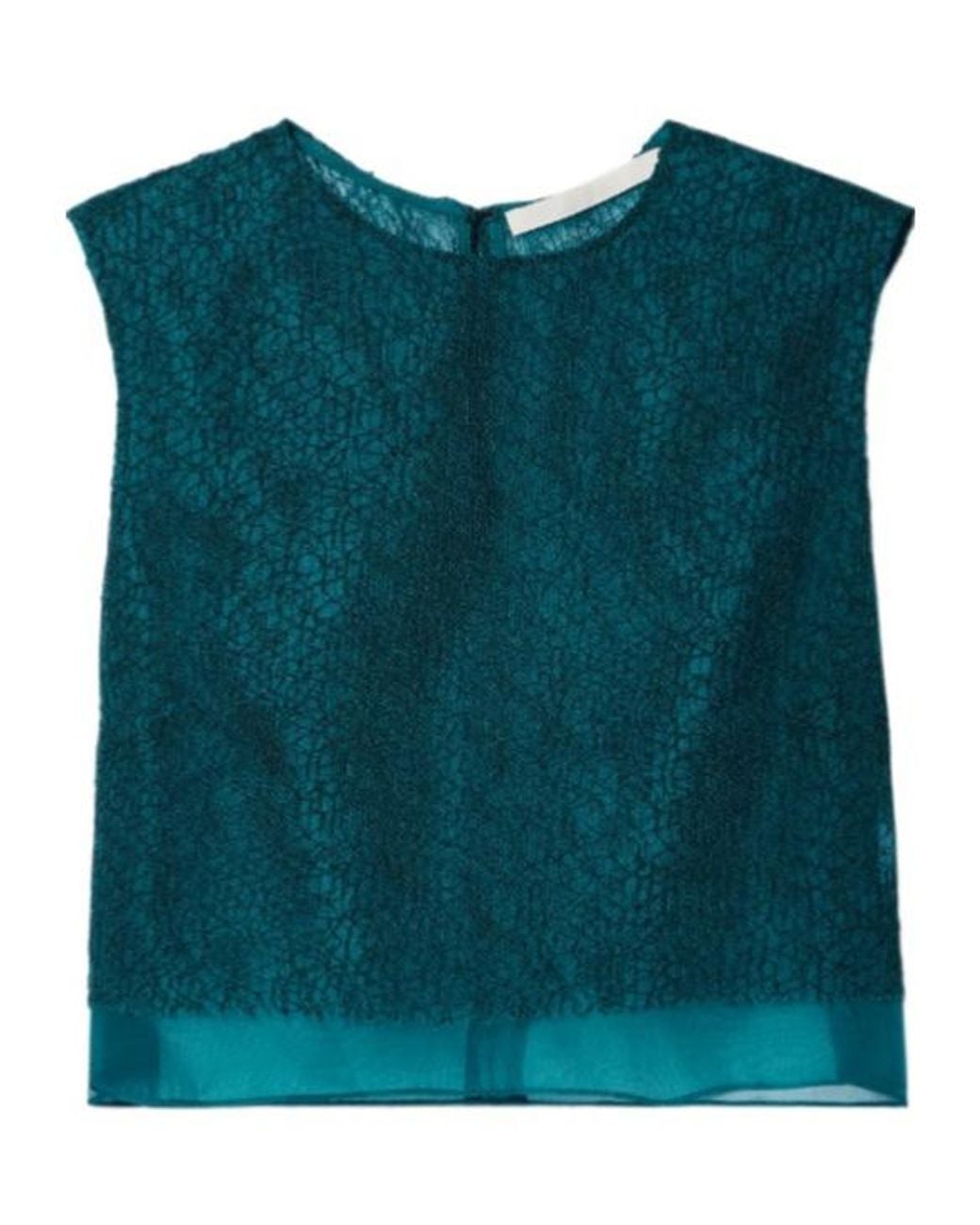 Jason Wu Green Layered Textured Lace Cropped Top