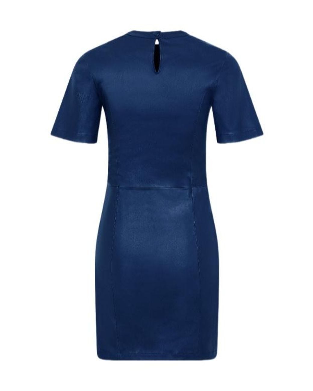 Rabanne Blue Ruched Snap-Button Mini Dress