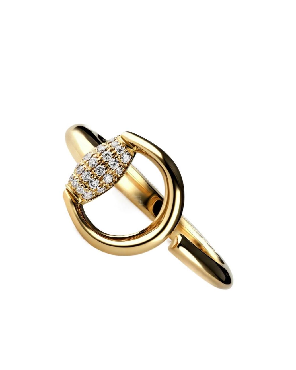 Gucci Metallic Horsebit Diamond 18K Open Ring