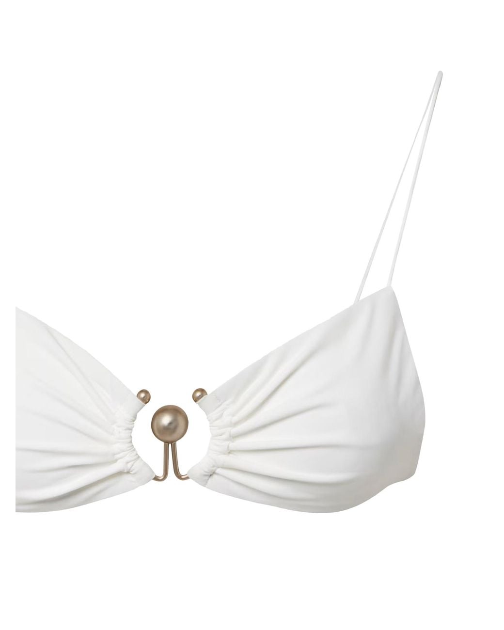 Christopher Esber White Ruched Orbit Miniscule Bikini Top