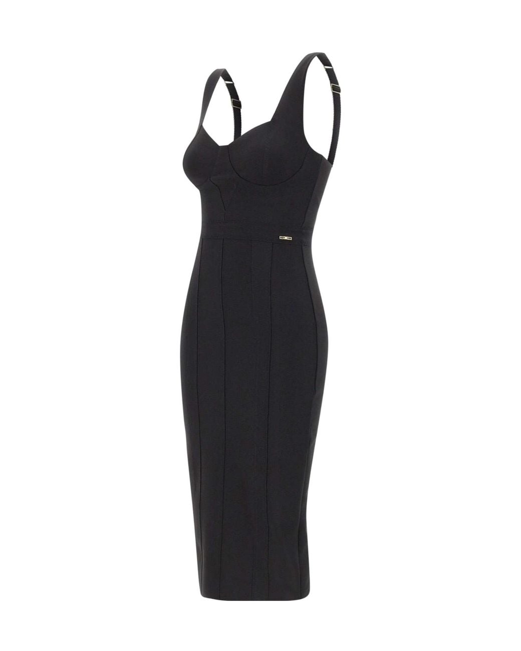 Elisabetta Franchi Black Bustier Midi Dress
