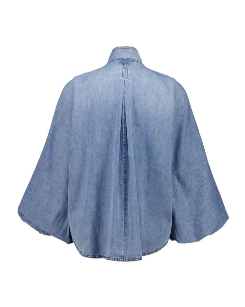 Zimmermann Blue Bow-Neck Denim Top