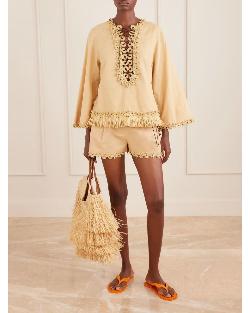 Zimmermann Natural Mahon Leather Blouse