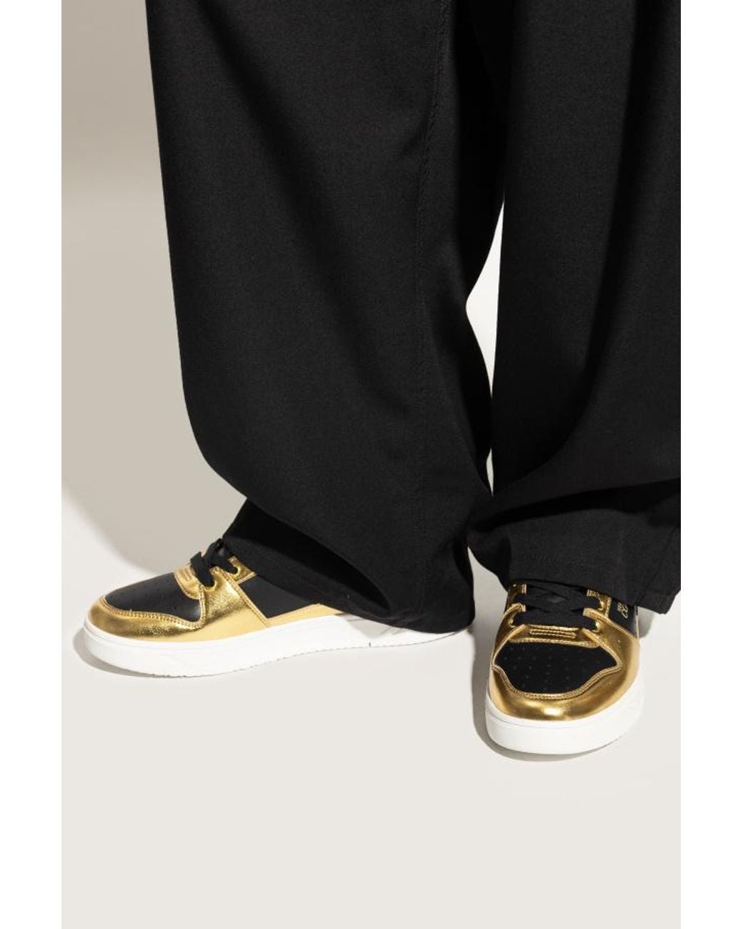 Versace Jeans Yellow Couture Logo Printed Low-Top Sneakers for men