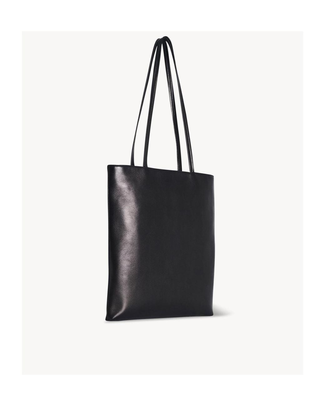 The Row Black Leather Flat Shoulder Bag for men