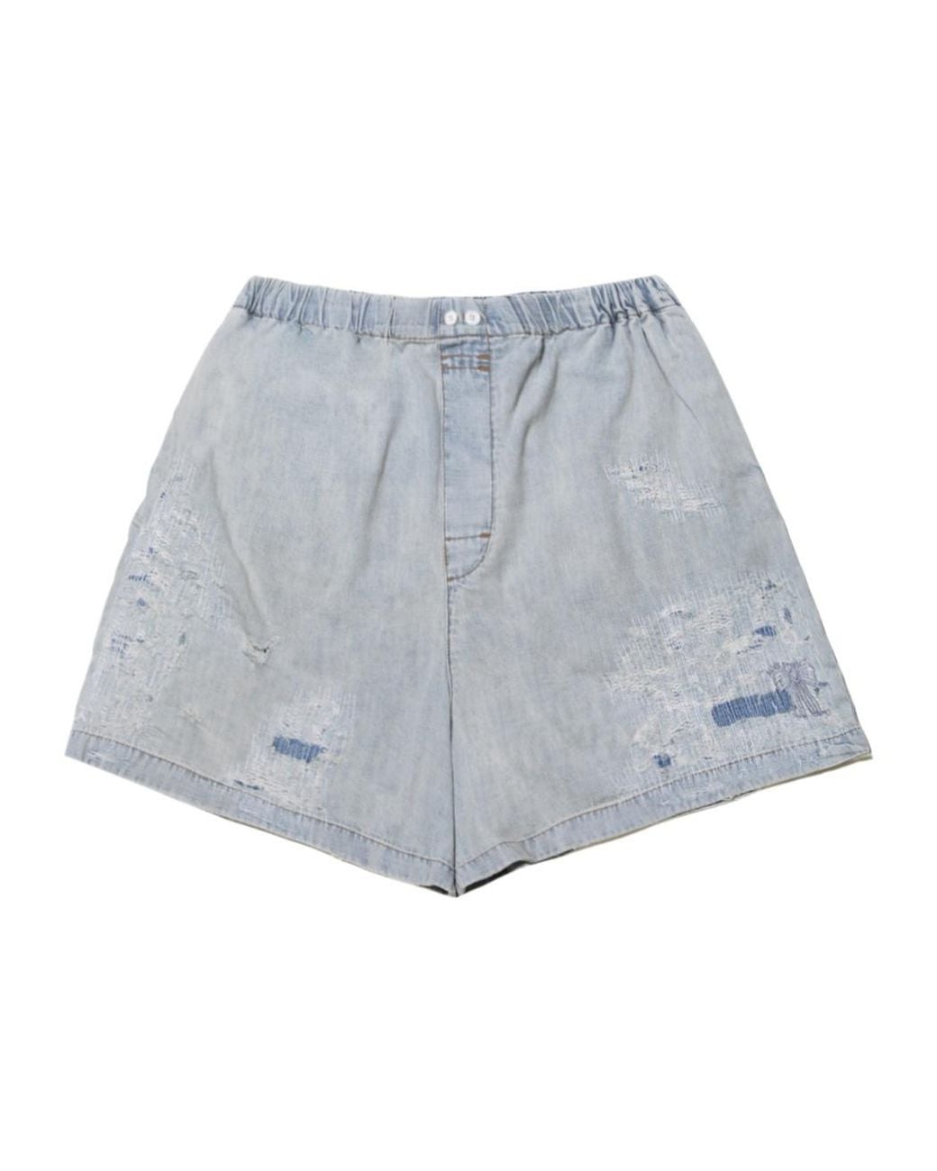 Acne Blue Distressed Shorts for men