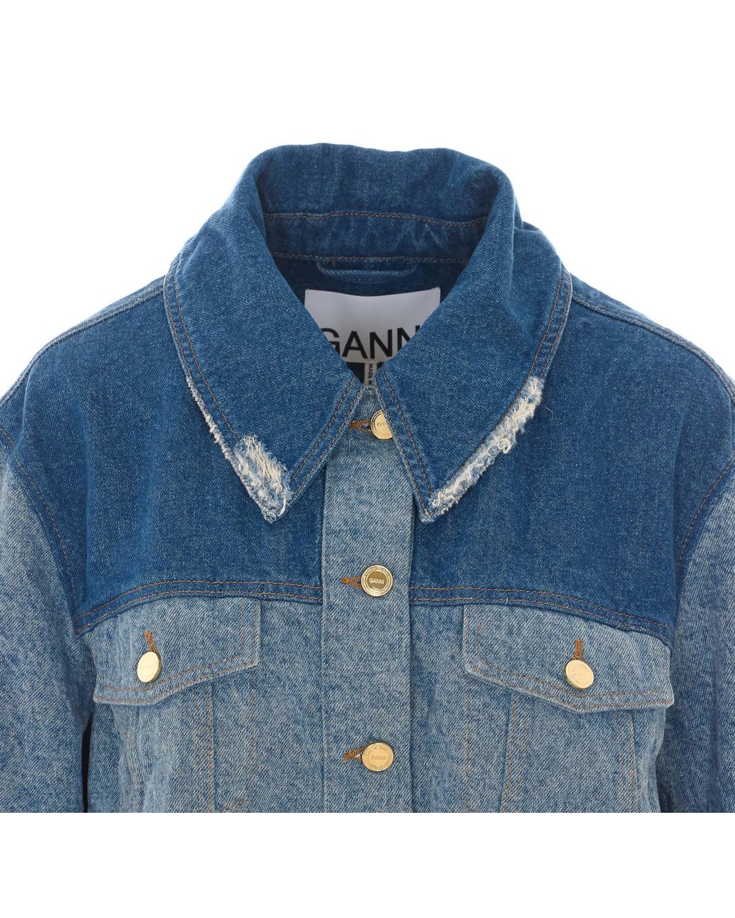 Ganni Blue Patchwork Denim Jacket