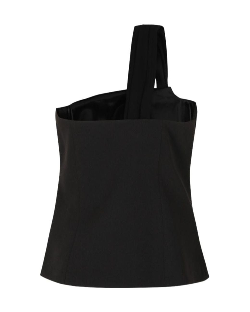 FEDERICA TOSI Black Draped One-Shoulder Top