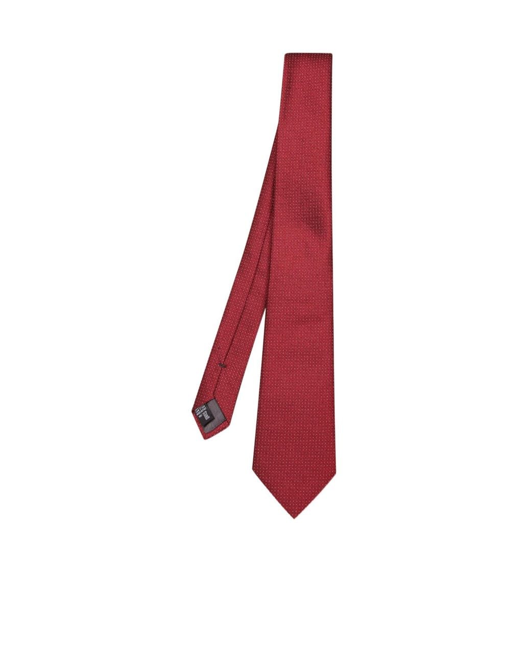 Giorgio Armani Red Micro-Patterned Pointed Tip Tie for men