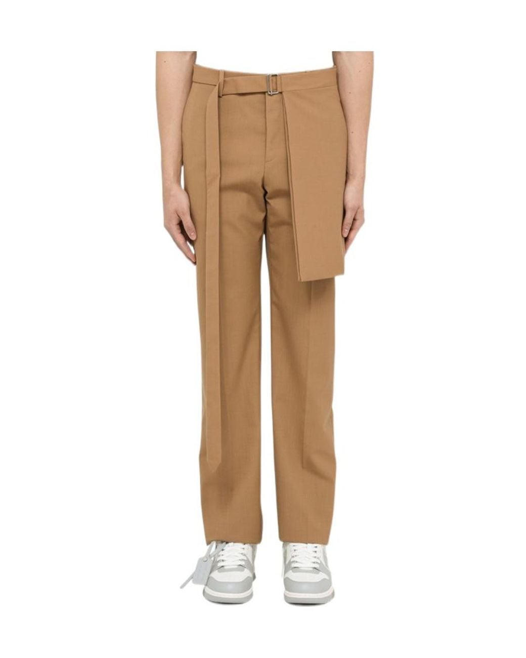 Off-White c/o Virgil Abloh Natural Apron-Detail Tailored Trousers for men
