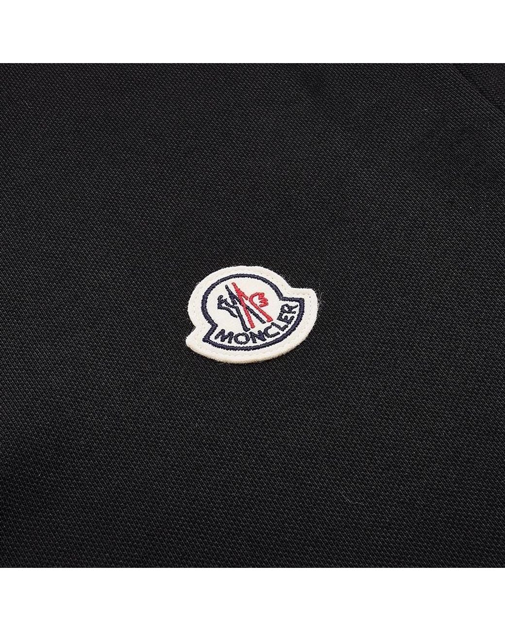 Moncler Black Logo Patch Short-Sleeved Polo Shirt for men