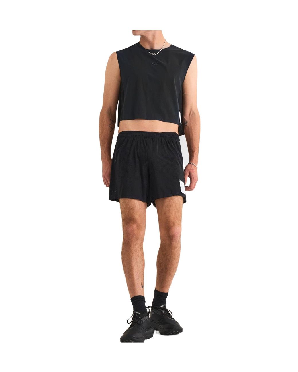 Satisfy Black Lightweight Breathable Running Tank Top for men
