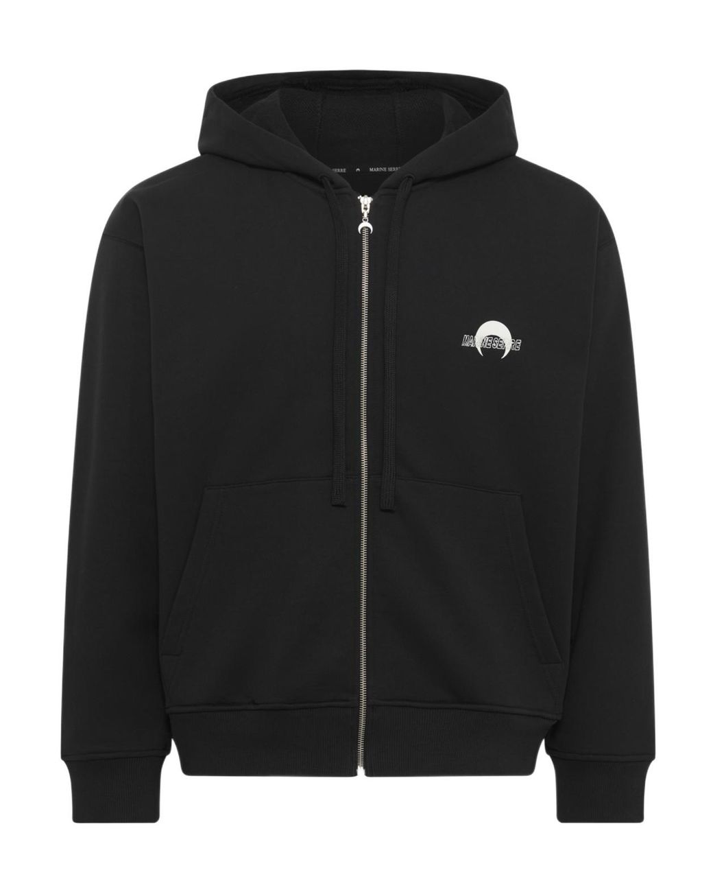 MARINE SERRE Black Ms Sport Logo Printed Zipped Hoodie