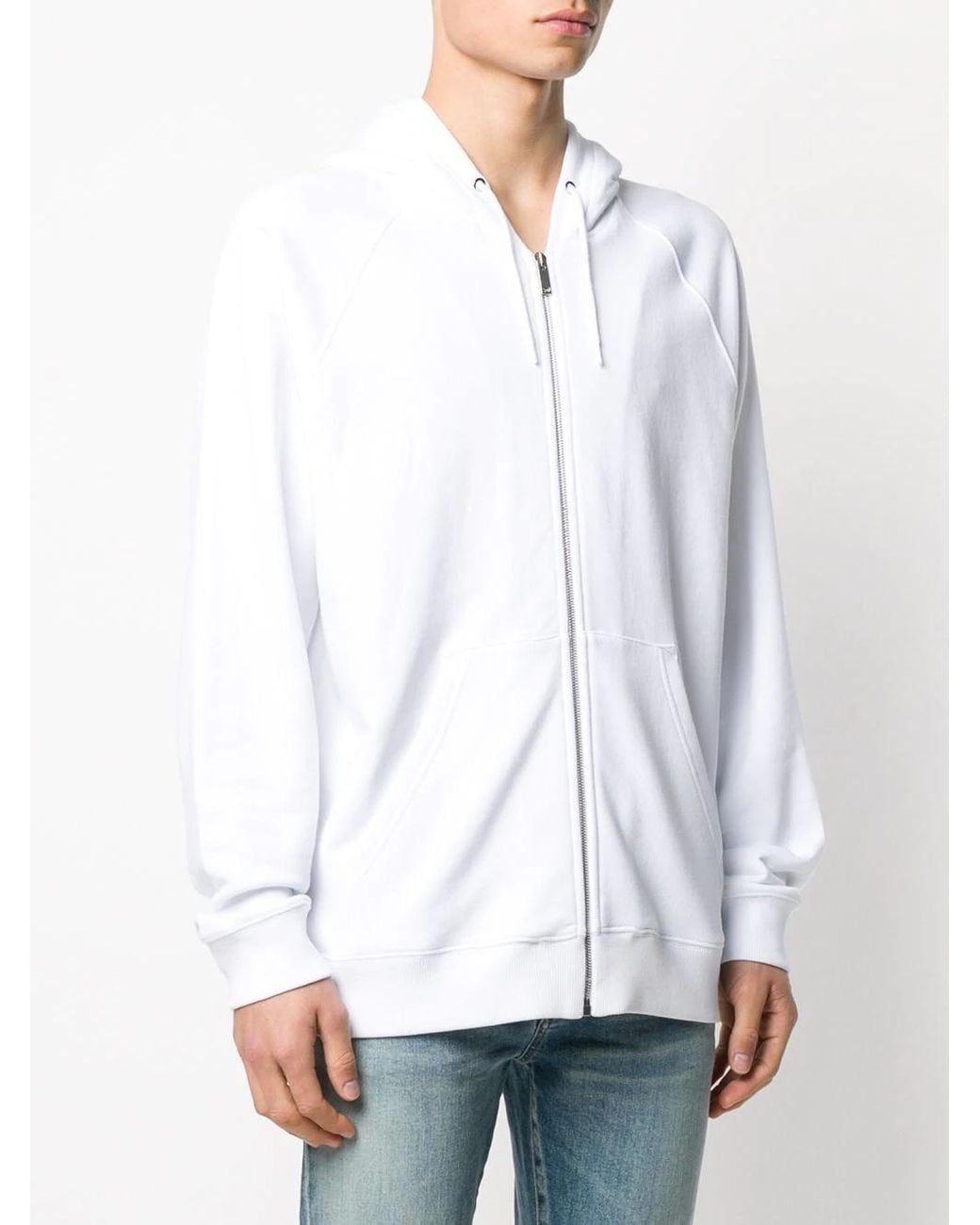 Givenchy White Logo-Print Zipped Hoodie for men