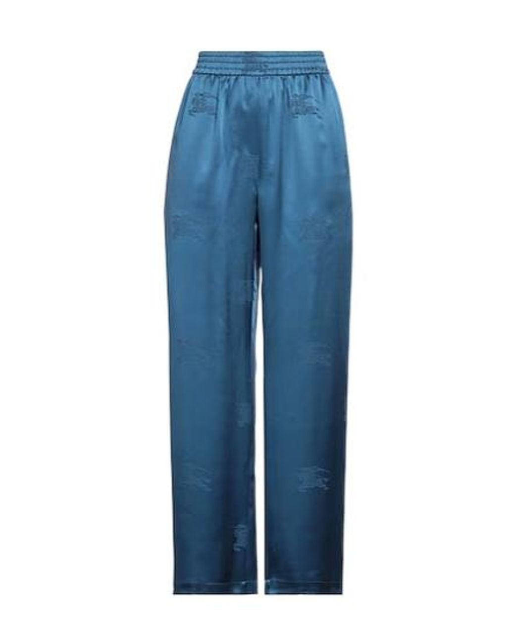 Burberry Blue Solid Color Jacquard Satin Pants