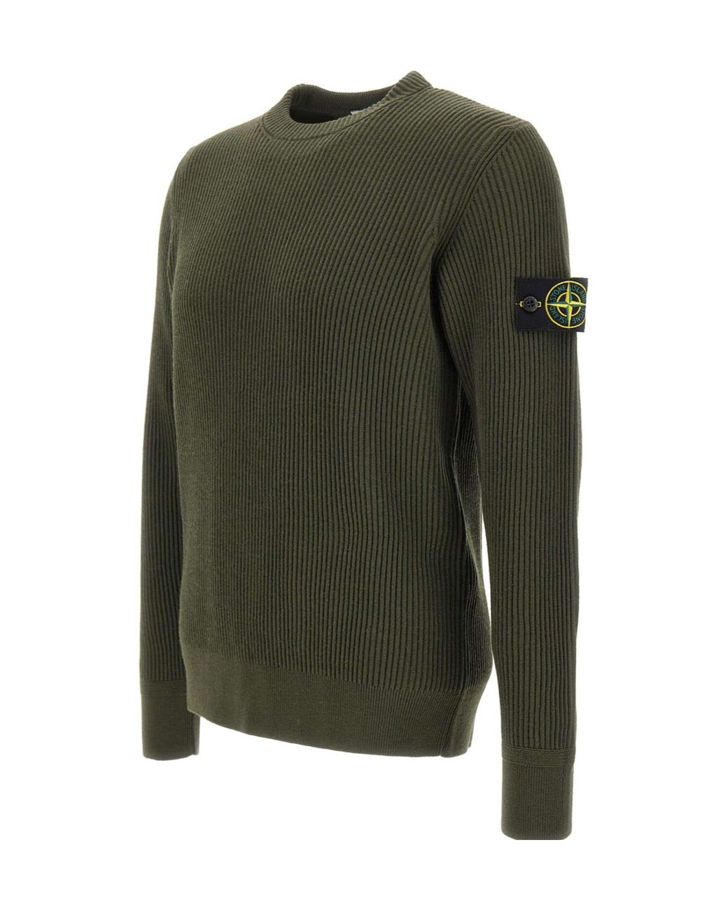 Stone Island Green Logo Patch Crewneck Jumper for men