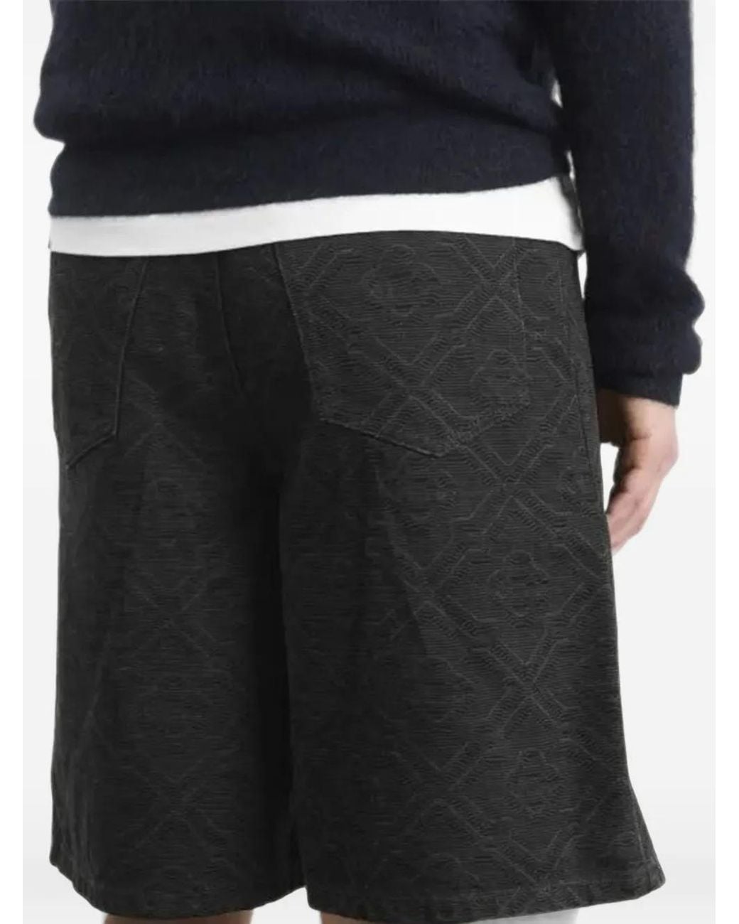 Casablanca Black Laser Monogram Denim Shorts for men