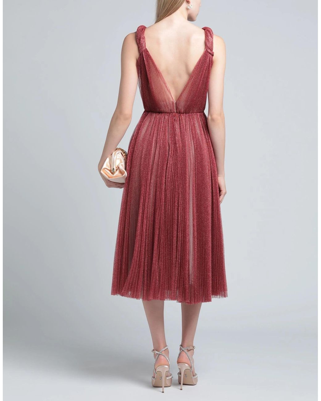 Dolce & Gabbana Red Pleated Sleeveless Long Dress