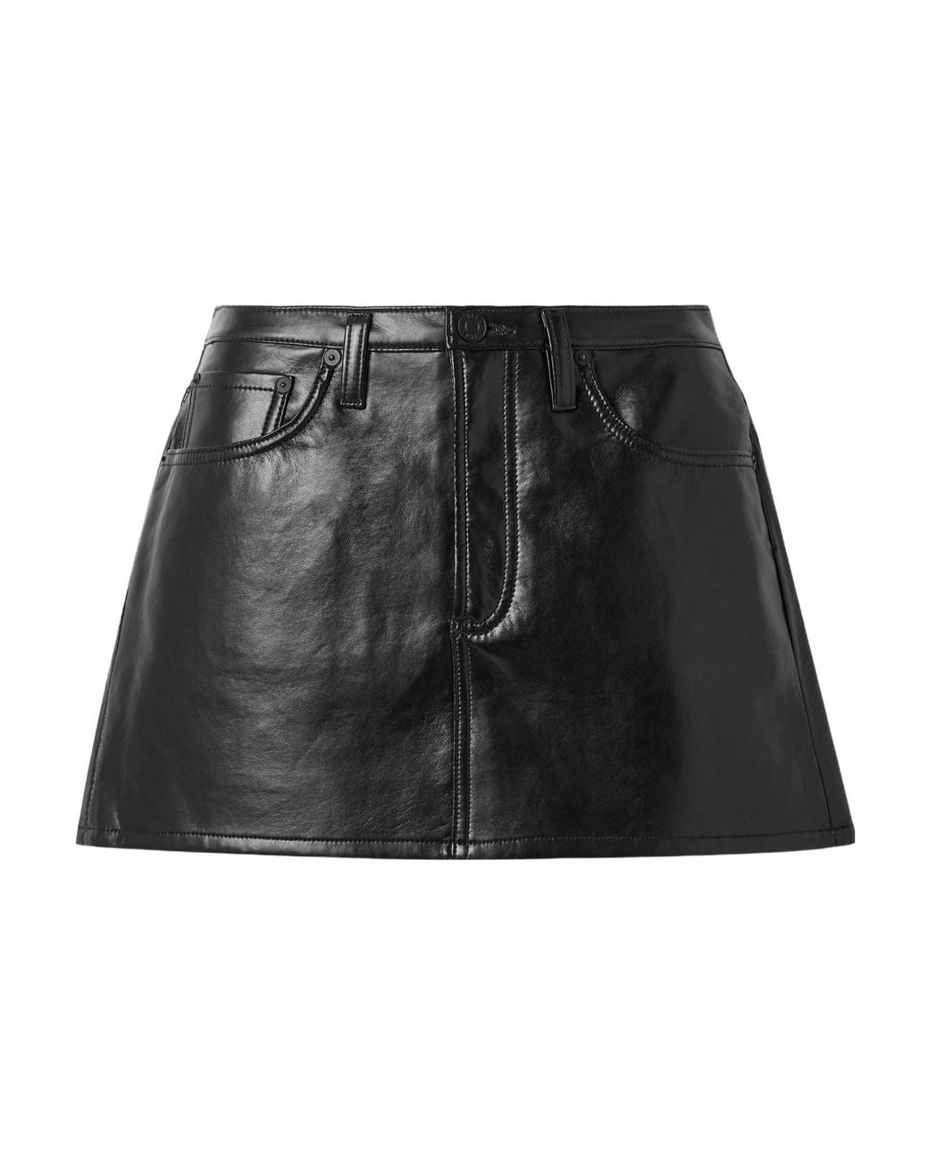Agolde Black Mini Keira Topstitching Skirt