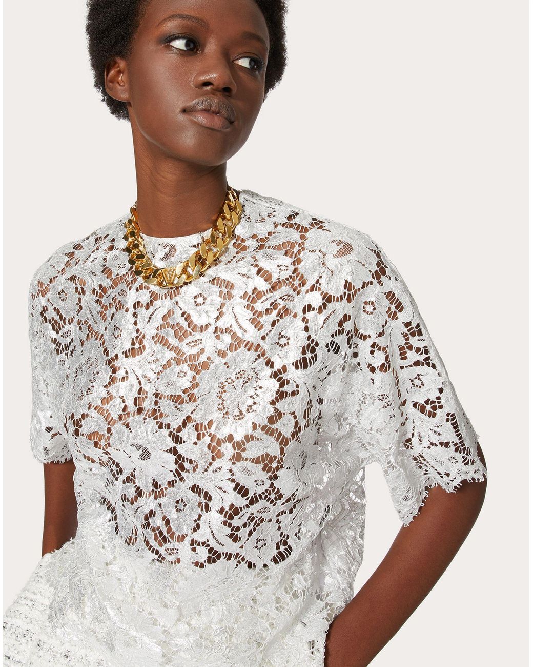 Valentino White Lace Blouse