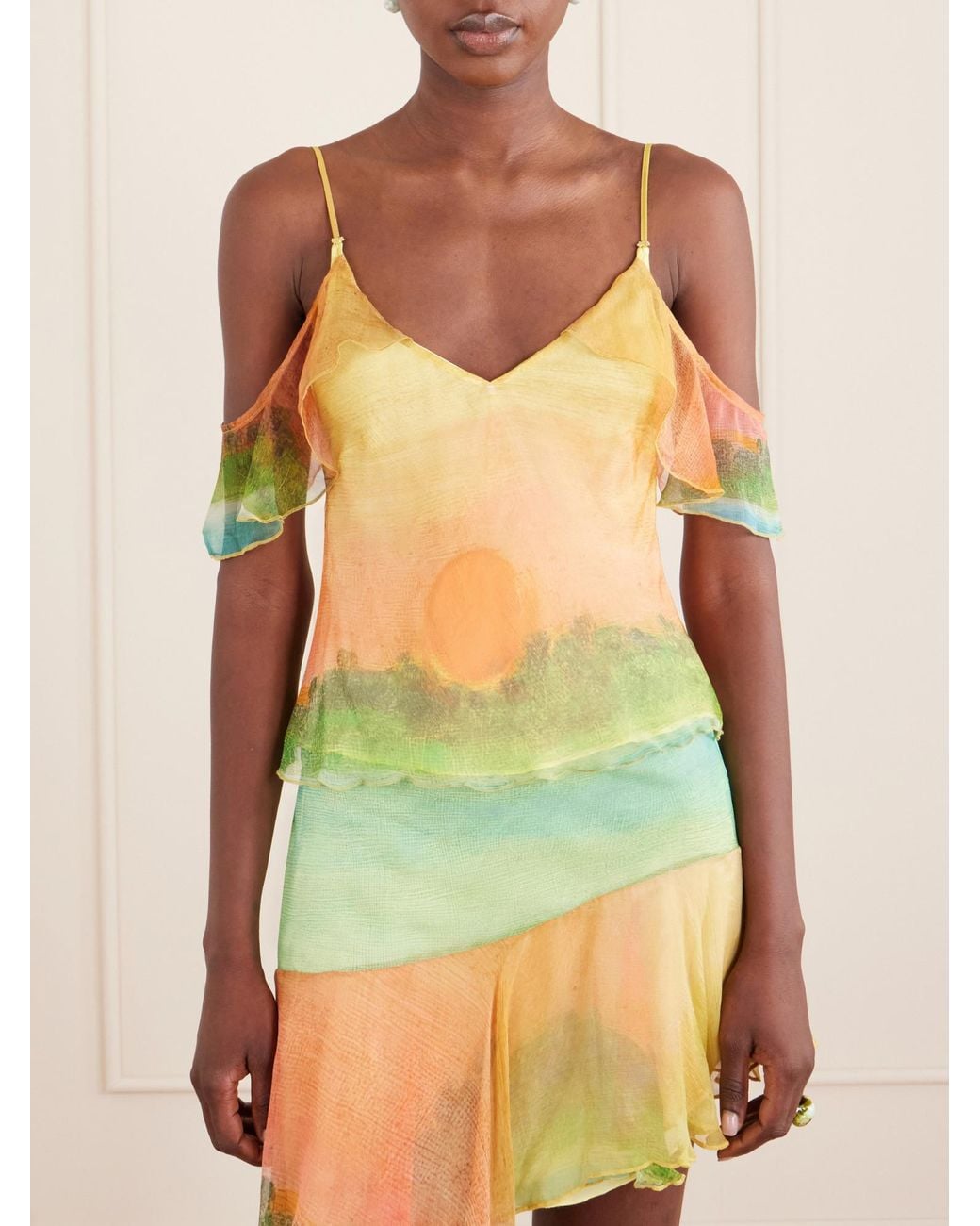 Donde Esteban Yellow V-Neck Halter Top