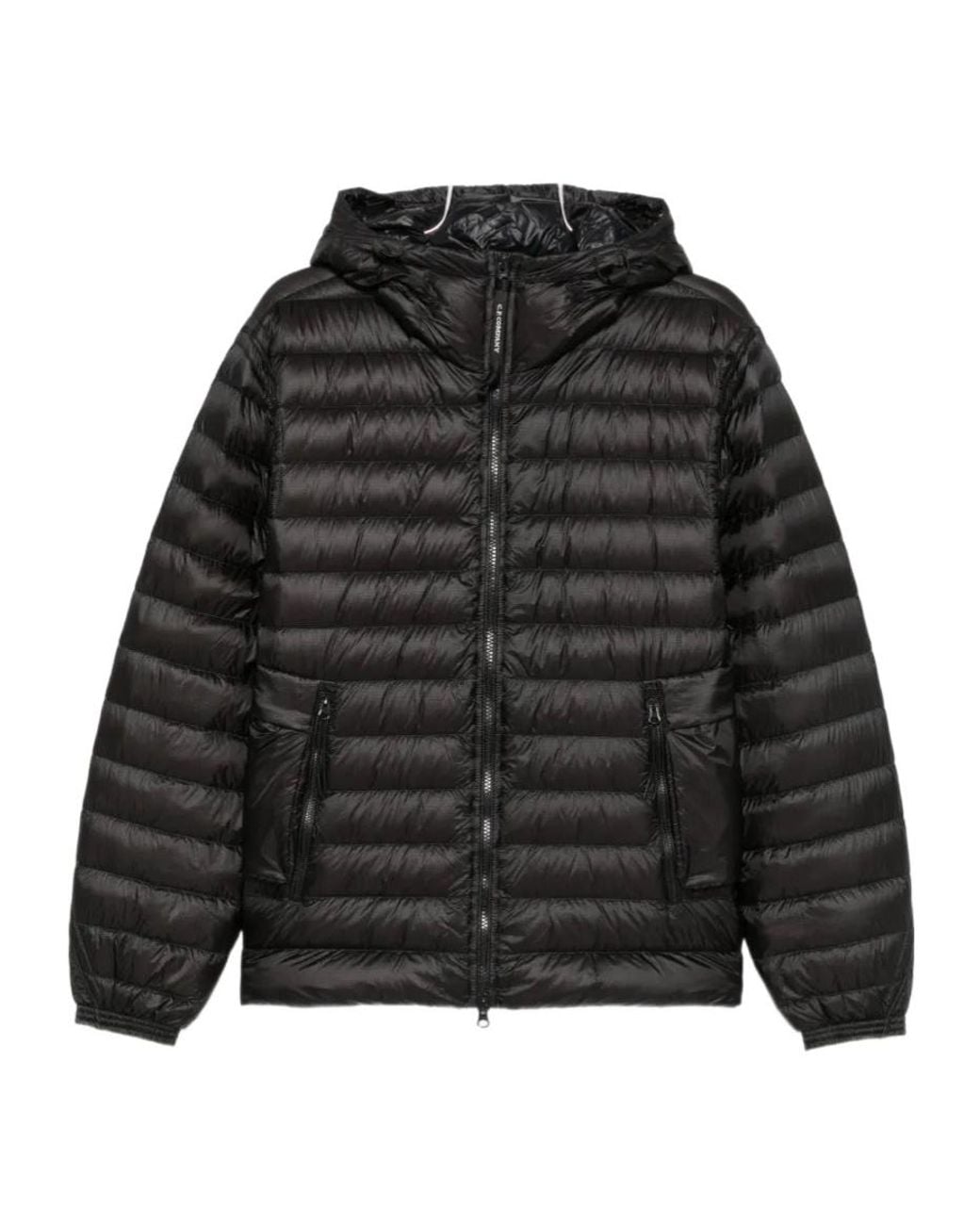 C P Company Black Long-Sleeved Quilted Down Jacket for men