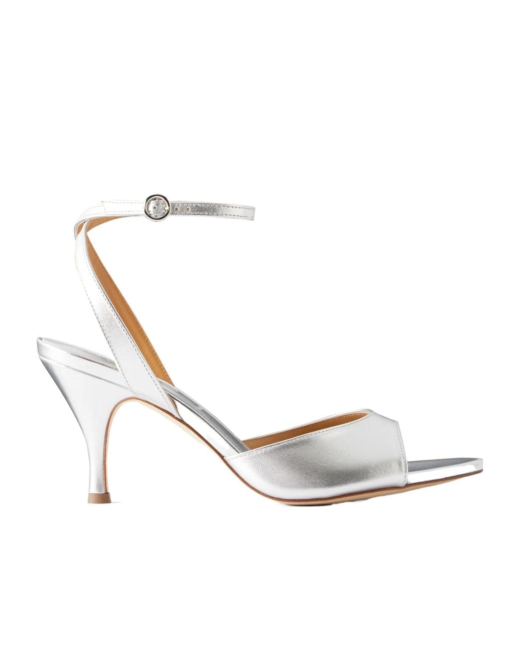 Aeyde White Jada 75 Metallic Leather Sandals