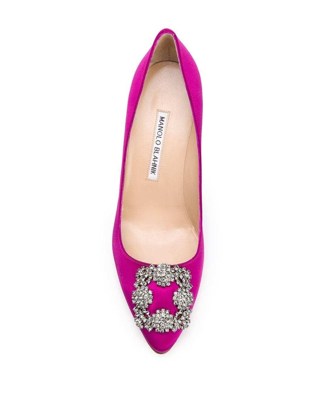 Manolo Blahnik Pink Hangisi Embellished Satin Pumps