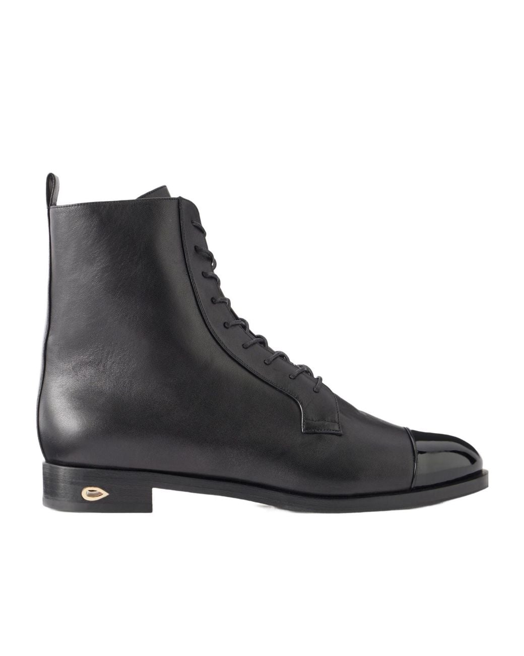 JENNIFER CHAMANDI Black Patent Leather-Trimmed Leather Ankle Boots
