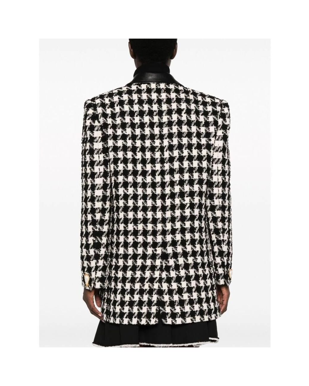 Moschino Black Houndstooth-Pattern Straight Hem Jacket
