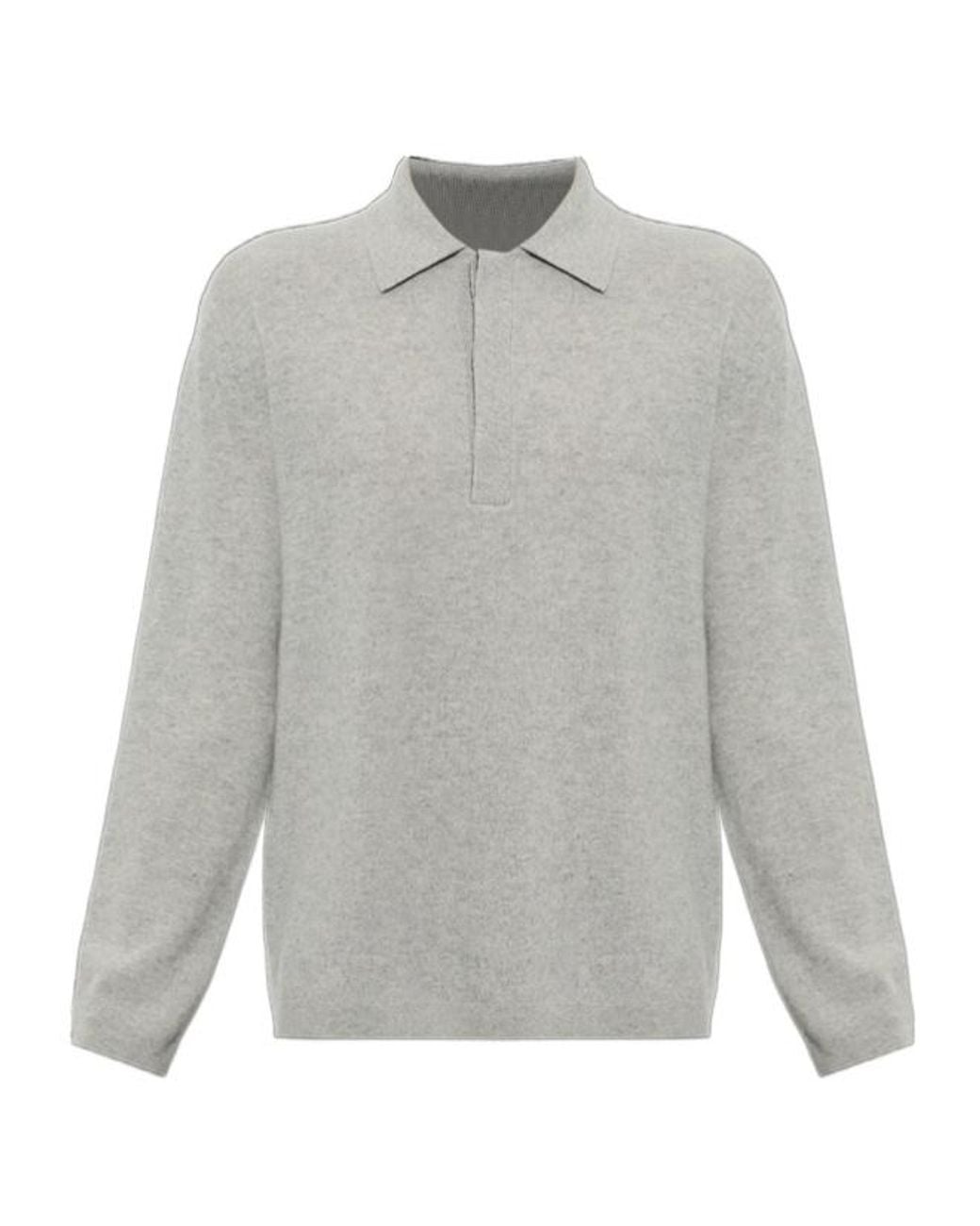 Lisa Yang Gray Emil Polo Knitted Sweater for men
